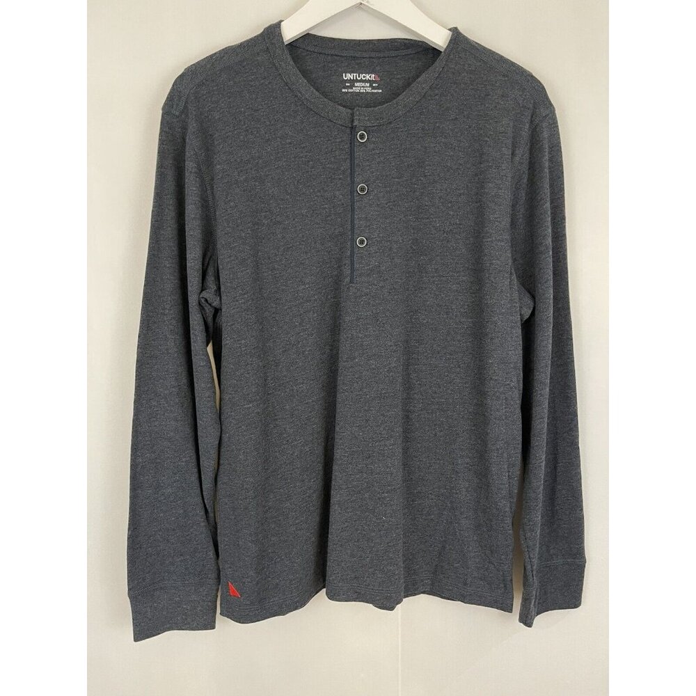 UNTUCKit Dark Gray Long Sleeve Henley Shirt